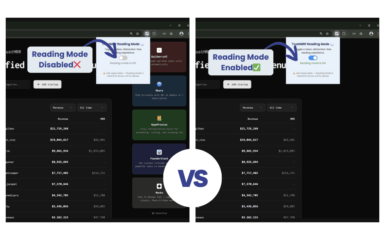 TrustMRR Reading Mode